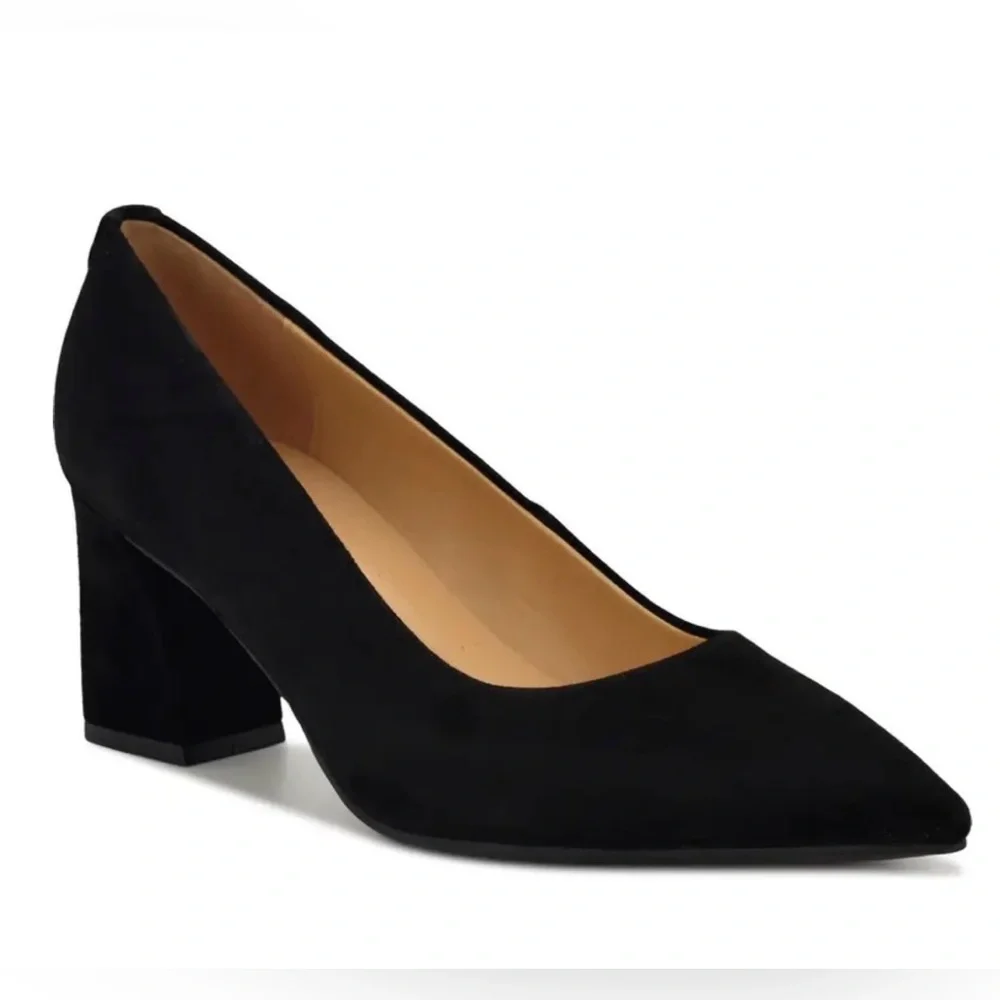 Lane Bryant Dream Cloud Black Faux Suede Pointy-Toe Block-Heel Shoes | 9W | NWT
